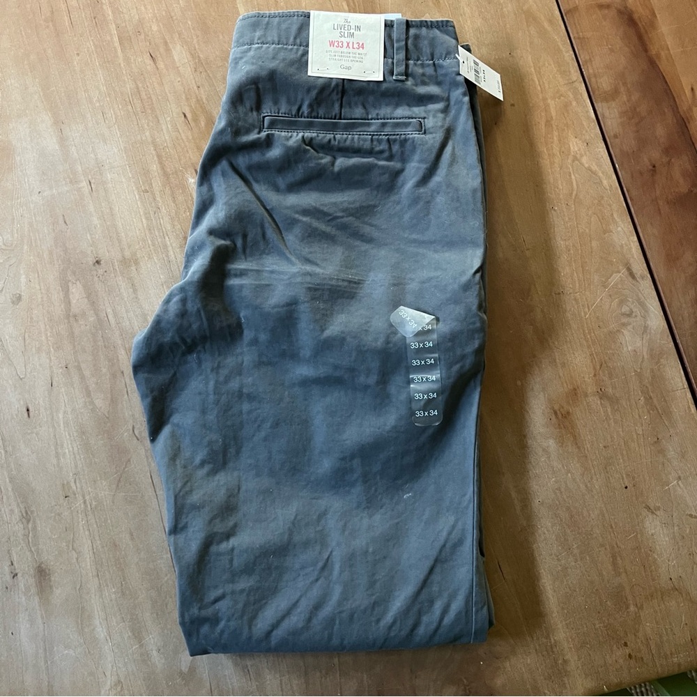 GAP Men's Lived-In Slim Chinos - Slate Gray